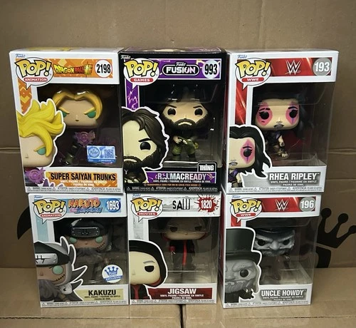 Funko pop Lot of 6 , Contains Anime, WWE, and Horror