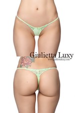 Ribbon Lace Accent T-Front/T-Back Thong - Mint