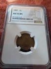 1887 AU 55 BN Indian Head Penny 1c PCGS Graded NGC..