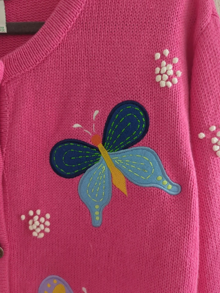 Quacker Factory Sweater w/Butterflies Cardigan Women's Size Large Pink  - Image 4 of 4