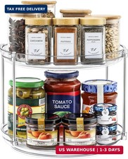 2 Tier Non-Skid Acrylic Lazy Susan Turntable Organizer - Rotating Spice Rack - S