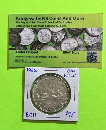 1962 Canada Queen Elizabeth II  Silver Dollar Silver $ 1 Coin AG.  NICE COIN