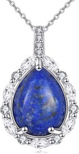 YAFEINI Lapis Lazuli Necklace for Women 925 Sterling Silver Cubic Zirconia