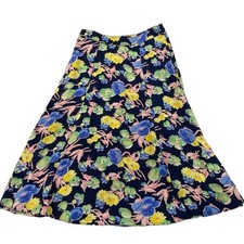 Talbots Floral Midi Skirt Women s Sz 6 A-Line Full Classic Preppy Work To Casual