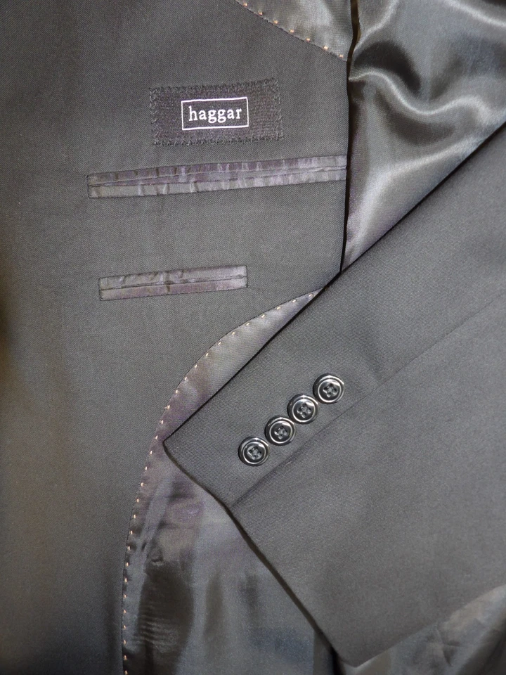 Traje Haggar para Hombres 44r 34W X 29 Negro Poli Viscosa Bld Nuevo sin Etiquetas T-#352 Foto 3 de 4