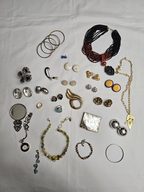 Vintage Costume Some Signed Jewelry Lot  Necklaces, Mixed Earrings, Bangles Ect