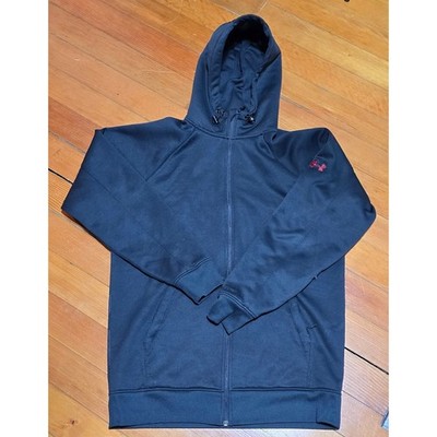 Under Armour XStorm Full Zip Hooded Red Logo Black Sweatshirt Large