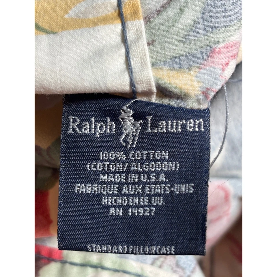 Par de fundas de almohada florales Kimberly de colección Ralph Lauren azul algodón repollo rosas Foto 4 de 4