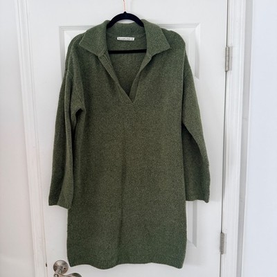 Abercrombie & Fitch Olive Green Polo Collar Sweater Dress Womens LT Large Tall