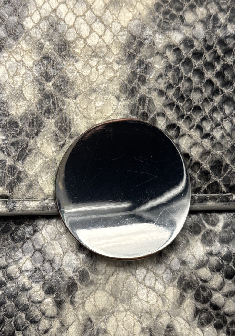 Vtg Gray Python Embossed Leather Crossbody Phone … - image 6