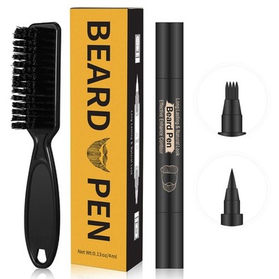 Beard Pencil Filler for man Water Proof 1 Count (Pack of 1), BLACK PEN +BRUSH 