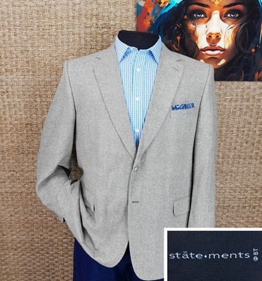 STATEMENTS 50 L SPRING & SUMMER Pure Silk Sport Coat Light Tan Nailhead Pattern