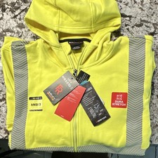 Ariat FR Primo Fleece Hi-Vis Yellow Full Zip Hood XL-Tall 10027912 Work Shirt