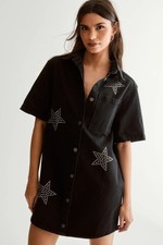 Nastygal Black Denim Dress Womens Casual Dresses