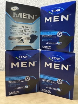 4 TENA Men Protective Shield Light Extra Thin Design (14 Pads Per Box)  Tena Men