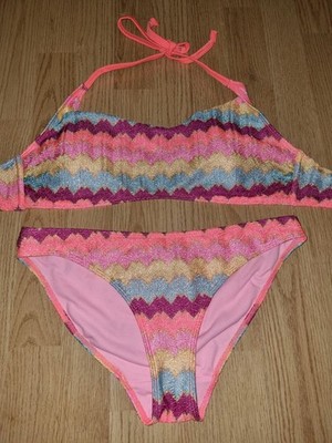 BNWOT Gorgeous Multi-coloured MATALAN bikini top bottom set size 12 16