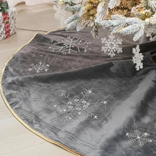 Vertintong Velvet Christmas Tree Skirt 48 Inch with Gold Snowflake Rhinestone...