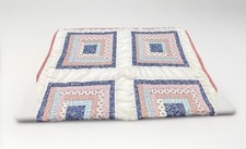 VTG Colorful Patchwork Throw Coverlet Baby Quilt Handmade 39.5  X 28  