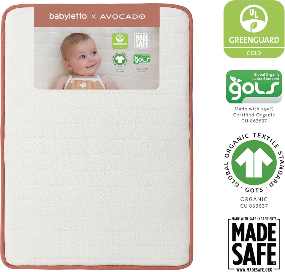 Babyletto Aguacate Mini Cuna Estándar Tamaño - 37.25 x 23.25 x 4.75, Blanco Foto 3 de 4