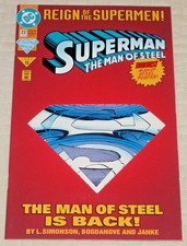 1993 DC SUPERMAN THE MAN OF STEEL 22 VF/NM DIECUT VARIANT COMIC BOOK w/POSTER