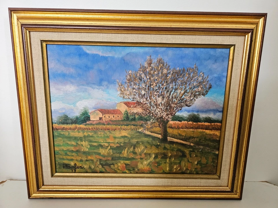 Tableau Huile sur toile Mas Catalan Signé F Soler Oeuvre n°504 - Photo 3/4