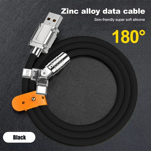 120W 2in1 Fast Charging Cable Type C IOS 180° Rotating Cable for iPhone Samsung - Zdjęcie 19 z 19