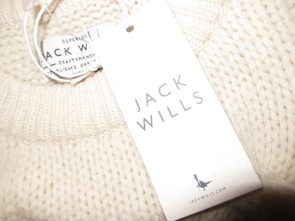 Jack Wills Jumper Sweater Pullover Cable  Knit UK 6 Ivory LambsWool - Image 3 of 4