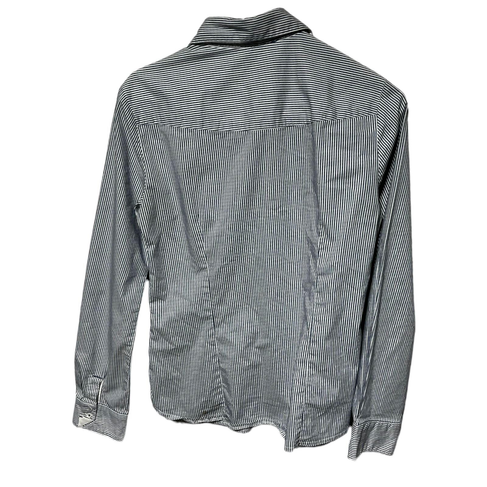 Zara Basic Women's Blue/White Button Front Shirt … - image 2