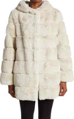 NEW BCBGMAXAZRIA Faux Fur Hooded Coat Size XL | eBay