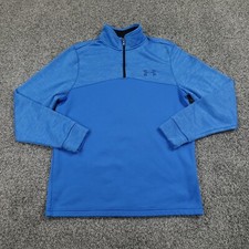 Under Armour Sweater Mens Small Blue Loose ColdGear Outdoor Zip Sweatshirt UA