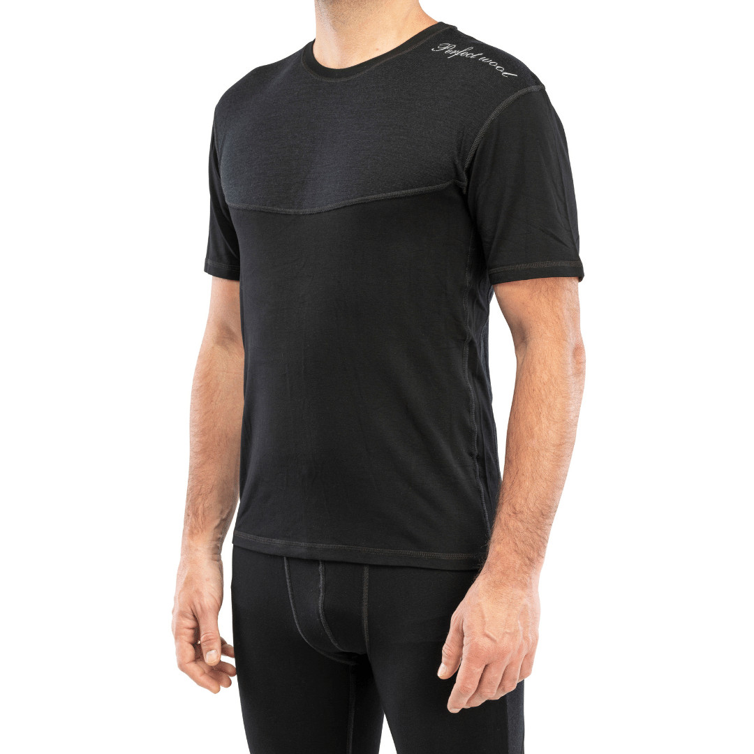 Ropa interior de lana merino para hombre de manga corta Camiseta térmica para...