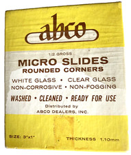 Vintage MICROSCOPE Box ABCO 3" x 1" {75mm x 25mm) MICRO SLIDES Glass SEALED BOX