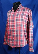 Untuckit Flannel Shirt Light Weight Red Green Blue Plaid Long Sleeve Mens Medium