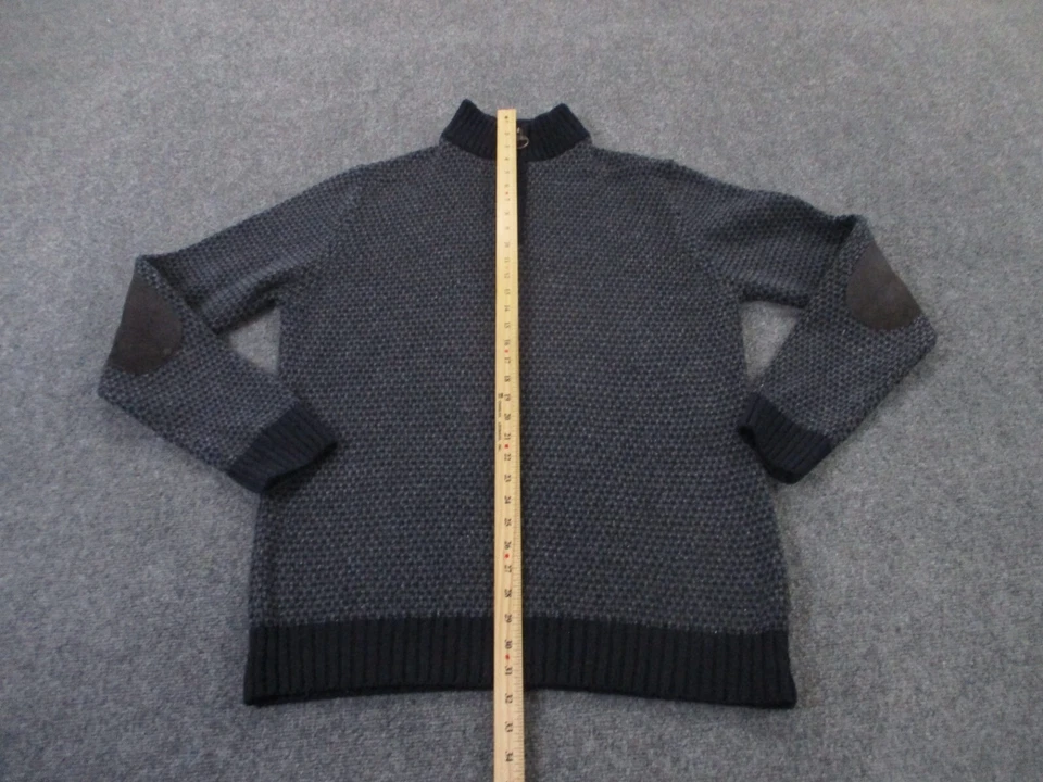 Barbour Sweater Mens L Gray Blue Wool Sweater Outdoors Elbow Patch Pullover - Image 3 of 4