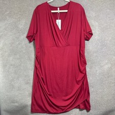 Beigai  Dress Womens 4XL Bodycon Red Ruched Sides Stretch Dressy Party Holiday