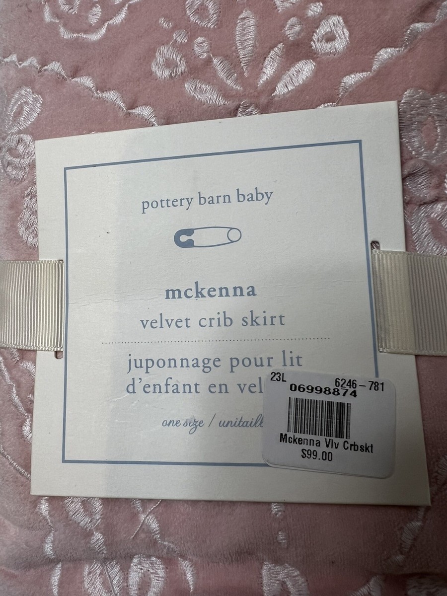 POTTERY BARN BABY Kids CRIB SKIRT MCKENNA VELVET CRIB SKIRT PINK