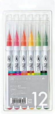 Kuretake ZIG Clean Color Real Brush 12 Colors Set A brush type watercolor pen