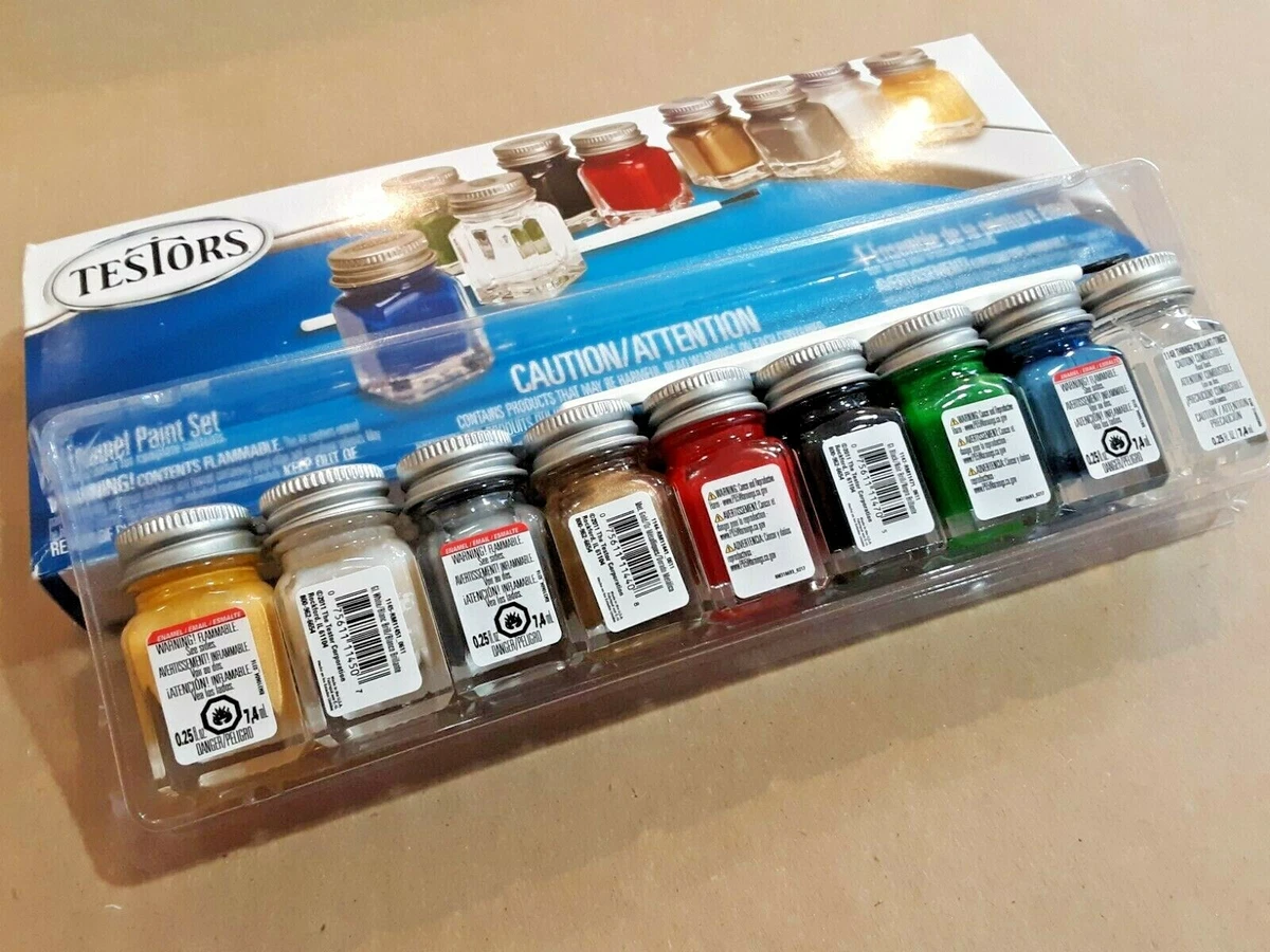 Testors Acrylic Paint Set (Blue, Black, Silver, Red, White, Yellow