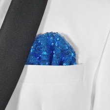 NEW - Men's Sequin Pre-Folded Pocket Square Insert - French Blue