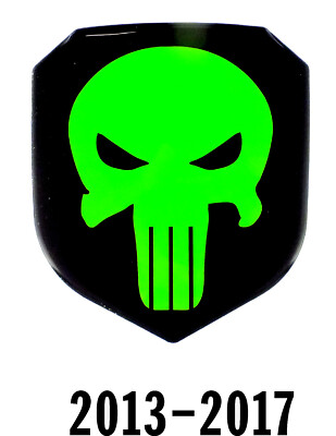 GRILLE EMBLEM fits RAM 500-3500  Punisher 2013-17 BLK- LIME GREEN