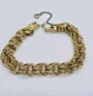 Monet Bracelet Double Ring Gold tone 1980's style Signed 7 in