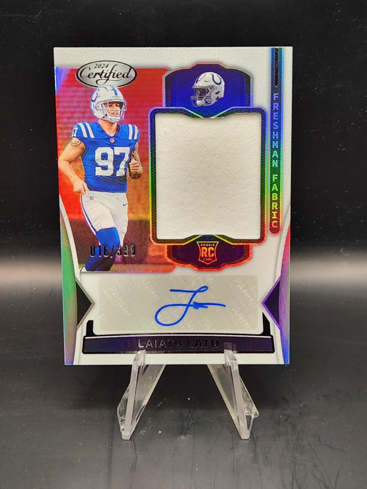 2024 Certified Freshman Fabric Mirror Signatures Laiatu Latu /399 COLTS