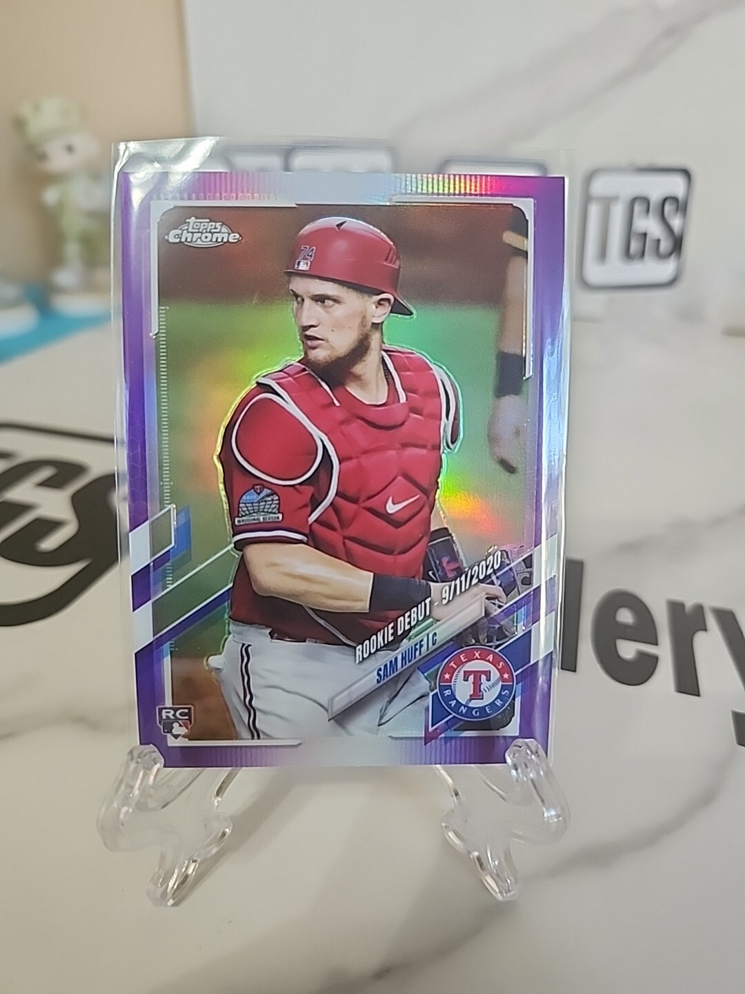 SAM HUFF 2021 TOPPS CHROME UPDATE #USC60 ROOKIE PURPLE REFRACTOR