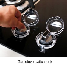 4 pcs Gas Stove Oven Knob Covers Padlock Lid Lock Protector Baby Kitchen Safety