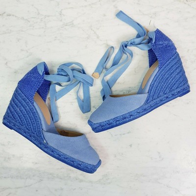 blue wedge espadrille shoes