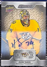 Juuse Saros 23/24 Upper Deck Engrained Auto /50