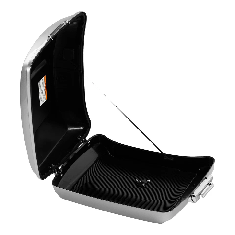 Baúl de afeitar apto para Harley Street Glide acero carbonizado plateado relámpago Foto 2 de 4