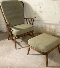 Ercol Evergreen 1913 High Back Chair With Footstool
