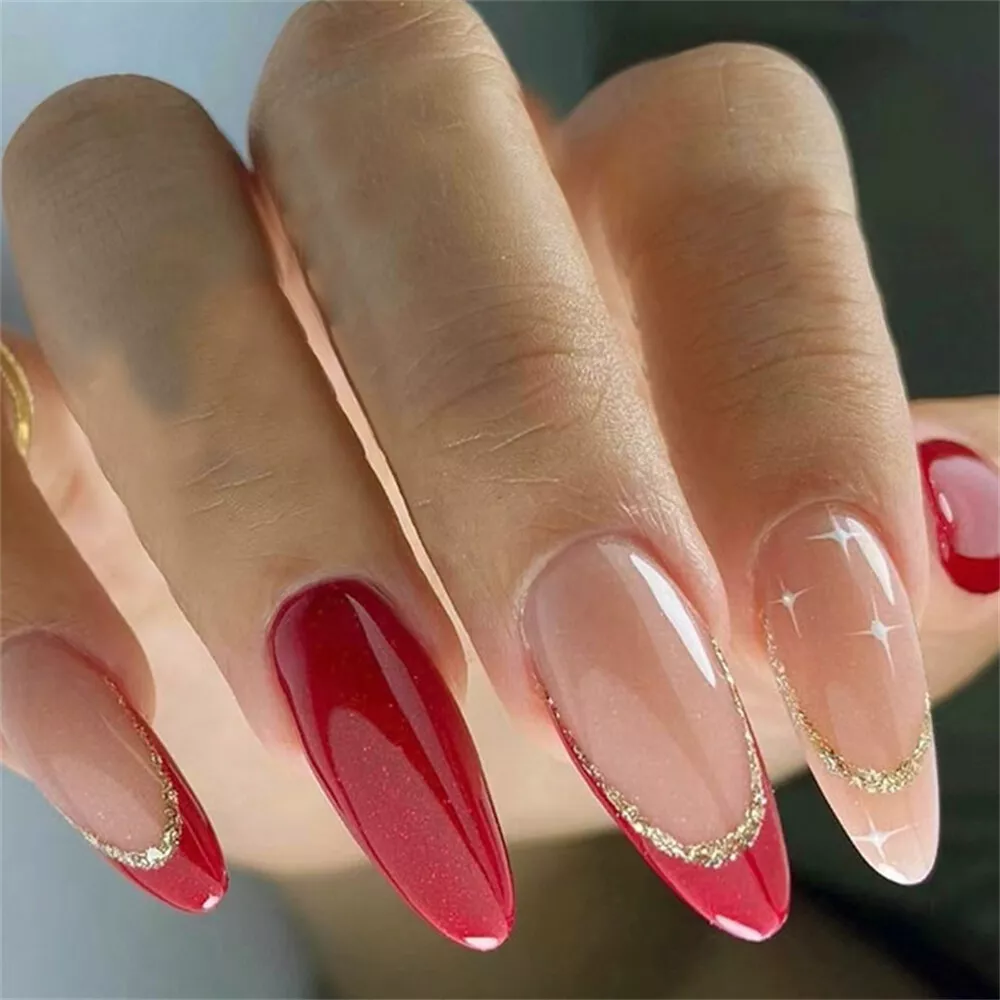 Red cheap french nails