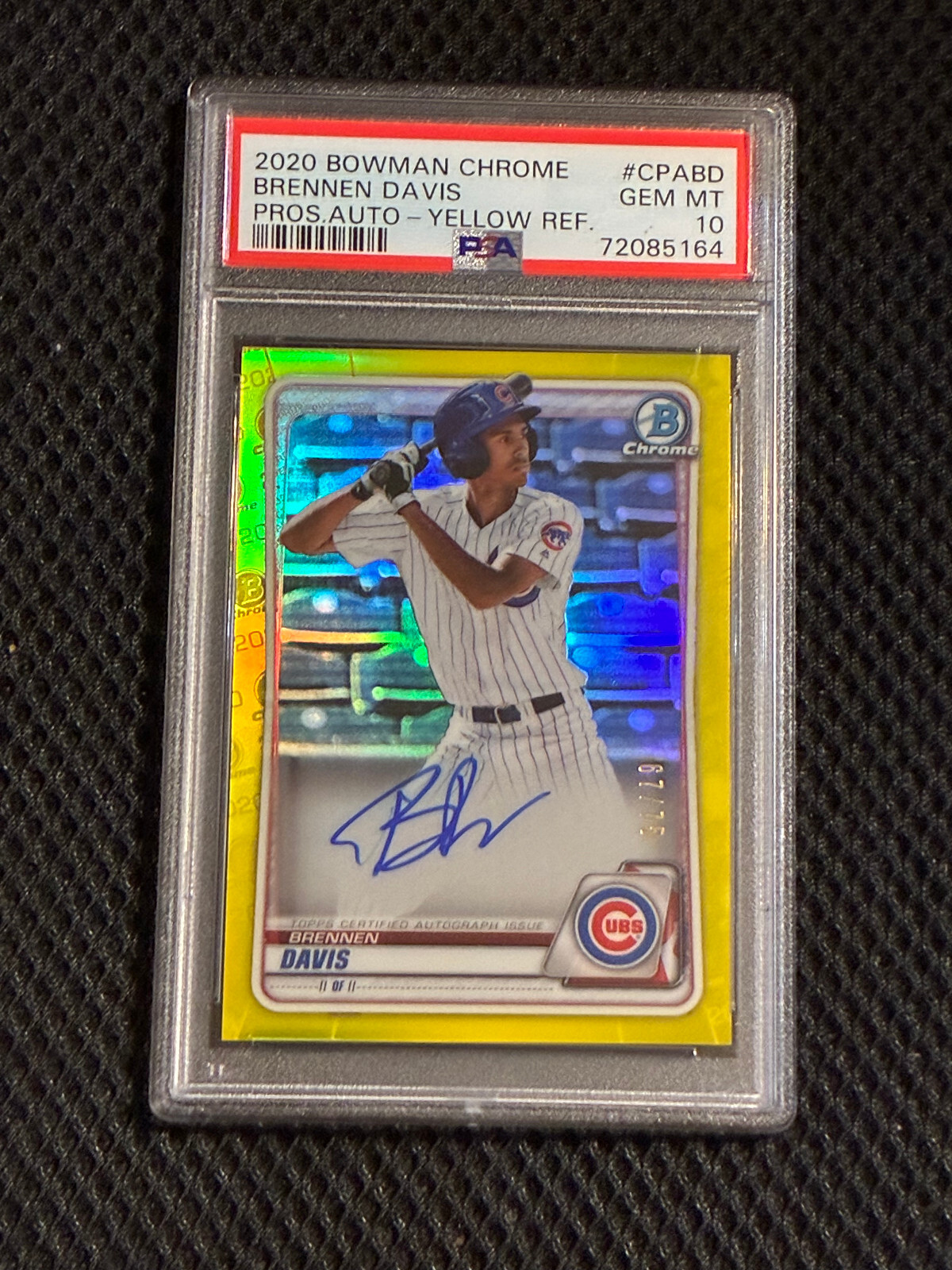 2020 Bowman Chrome Brennen Davis Yellow Auto /75 PSA 10 Mariners POP 13